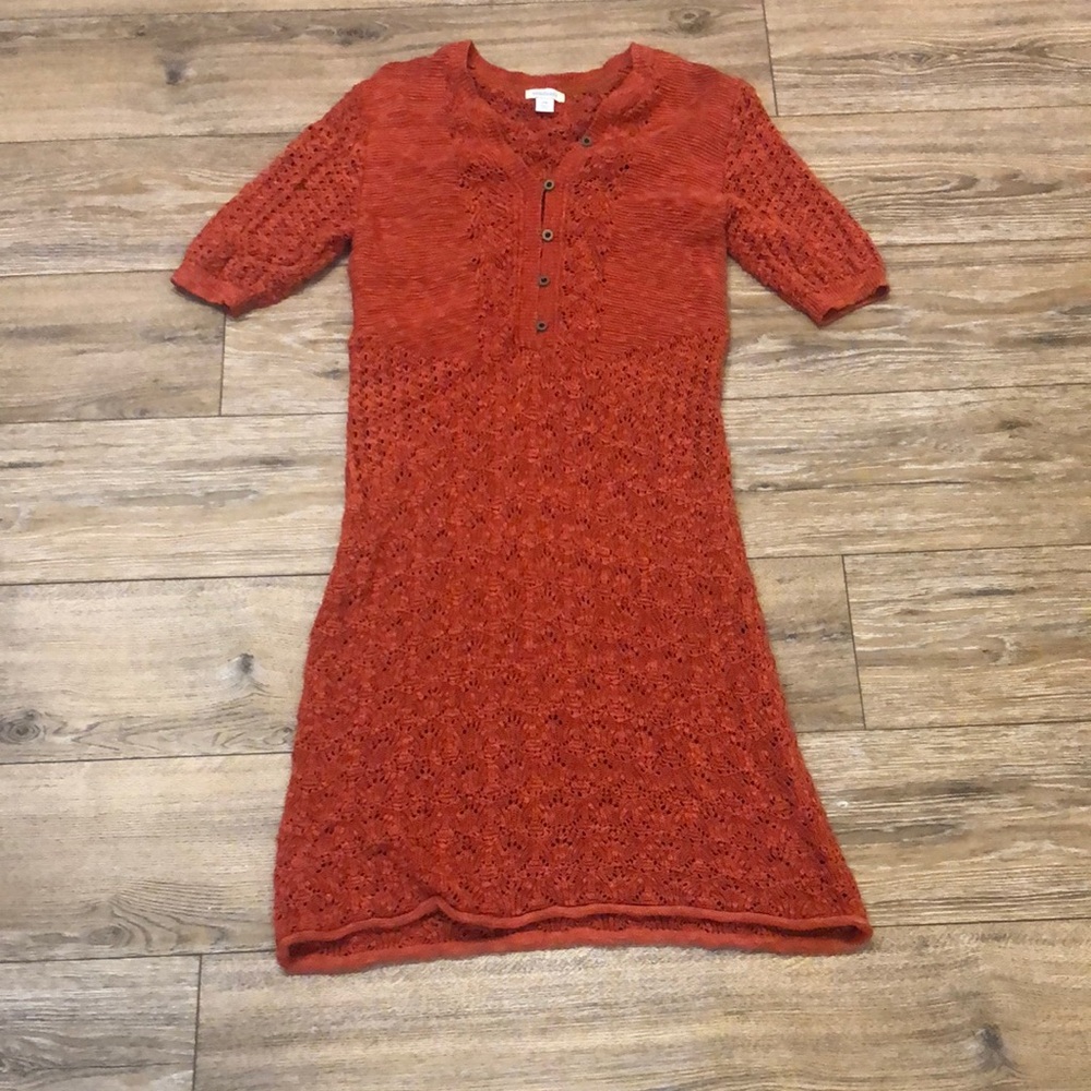 Women’s Sundance Rust Orange Crochet Knit Dress/Cover Up Size PM